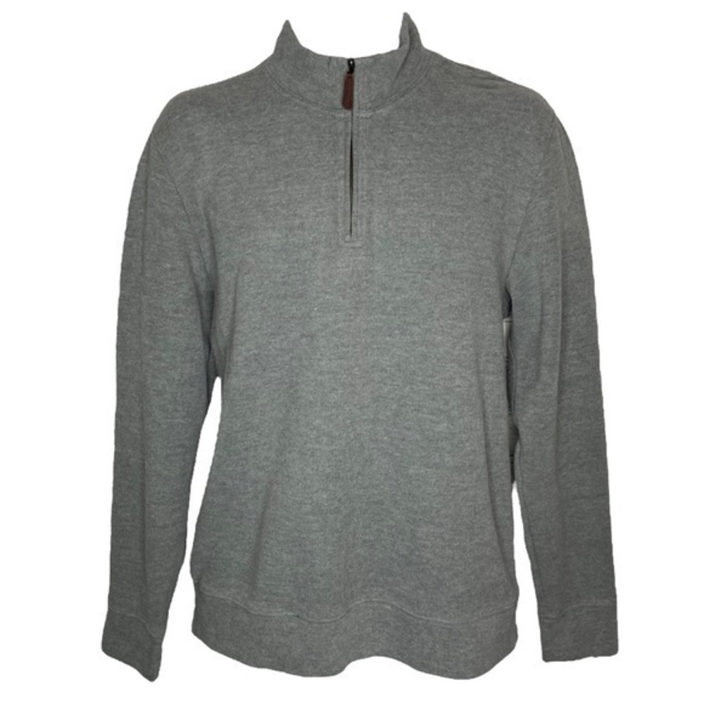Lands End Mens Sweatshirt Gray Quarter Zip Long Sleeve Pullover Top Size M